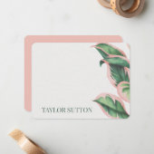 Rosa und grüne tropische Folienkarte Mitteilungskarte (Vorderseite/Rückseite Beispiel)