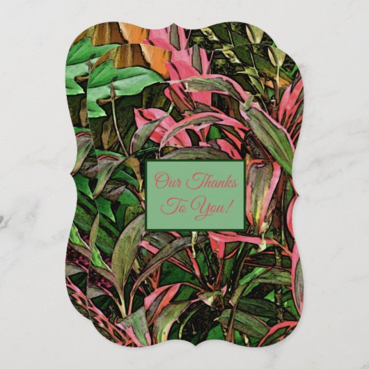 Rosa und grüne tropische Pflanze/Flachbildschirm Einladung (Vorne/Hinten)