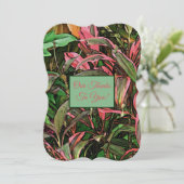 Rosa und grüne tropische Pflanze/Flachbildschirm Einladung (Stehend Vorderseite)