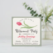 Rosa und grüne Tulip-Party Einladung (Stehend Vorderseite)