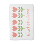 Rosa und grüne Tulpen Personalisiert reversibel Badematte (Vorderseite Vertikal)