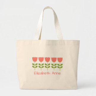 Rosa und grüne Tulpen Personalisiert reversibel Jumbo Stoffbeutel