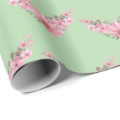 Rosa und grüne Twins im Blühen Geschenkpapier (Rolleneckpunkt)