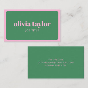 Rosa und grüne typografische Ästhetik individuell Visitenkarte