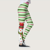 Rosa und grüne Urlaubstriche mit Schneemann Leggings (Rechts)