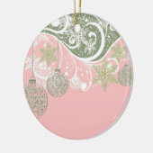 Rosa und grüne Verzierungen auf geblühte Keramikornament (Links)