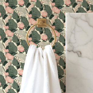 Rosa und grüne Vintage-Blumenmuster Tapete