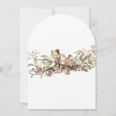 Rosa und grüne Vintage Liebesvögel Hochzeit Einlad Einladung (Rückseite)