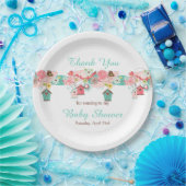 Rosa und grüne Vogelkäfige Kinderdusche Pappteller (Party)