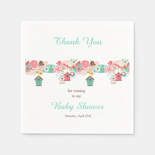 Rosa und grüne Vogelkäfige Kinderdusche Serviette (Vorderseite)