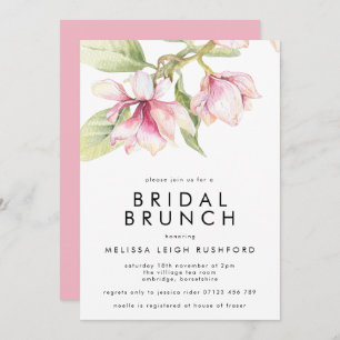 Rosa und grüne Wasserfarbe Magnolia Bridal Brunch Einladung