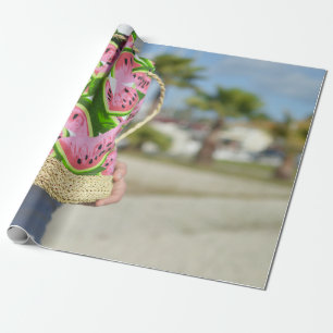Rosa und grüne Wassermelone-bedruckte Tasche Geschenkpapier