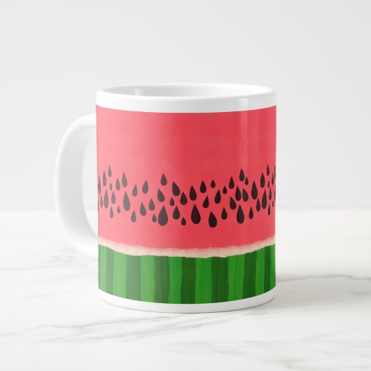 Rosa und grüne Wassermelone Jumbo-Tasse (Vorderseite Links)