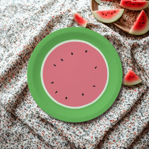 Rosa und grüne Wassermelone Teller