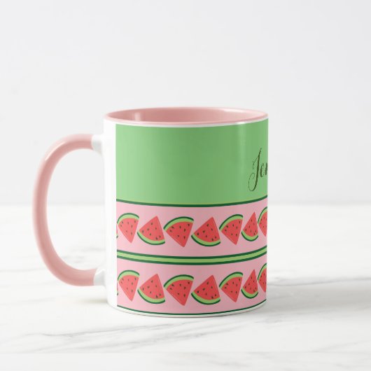 Rosa und grüne Wassermelonen - Personalisiert Tasse (Links)