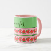 Rosa und grüne Wassermelonen - Personalisiert Tasse (VorderseiteRechts)