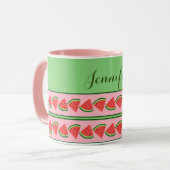 Rosa und grüne Wassermelonen - Personalisiert Tasse (Vorderseite Links)