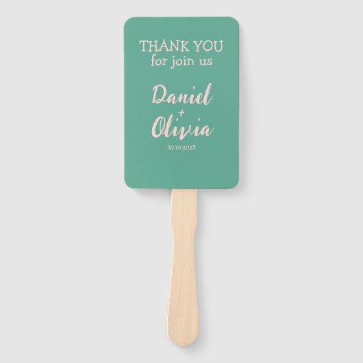 Rosa und grüne Wavy-Hochzeit Fächer (Vorderseite)