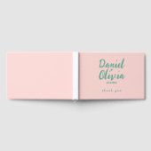 Rosa und grüne Wavy-Hochzeit Gästebuch (Voll)