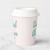 Rosa und grüne Wavy-Hochzeit Pappbecher (Rechts)