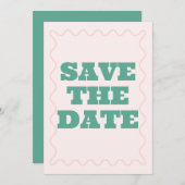 Rosa und grüne Wavy-Hochzeit Save The Date (Vorne/Hinten)