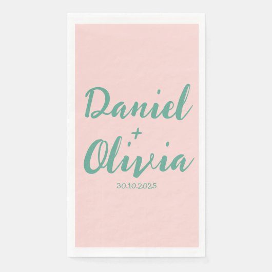 Rosa und grüne Wavy-Hochzeit Serviette (Vorderseite)