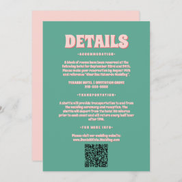 Rosa und grüne Wavy Hochzeitskarten Einladung