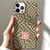 Rosa und grüne Wavy Mit Monogramm Case-Mate iPhone Hülle