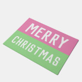 Rosa und grüne Weihnachten Fußmatte (Schrägansicht)