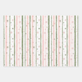 Rosa und grüne Weihnachtsbaum Bows Candy Canes Geschenkpapier Set (Vorderseite 3)
