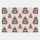 Rosa und grüne Weihnachtsbaum Bows Candy Canes Geschenkpapier Set (Vorderseite)
