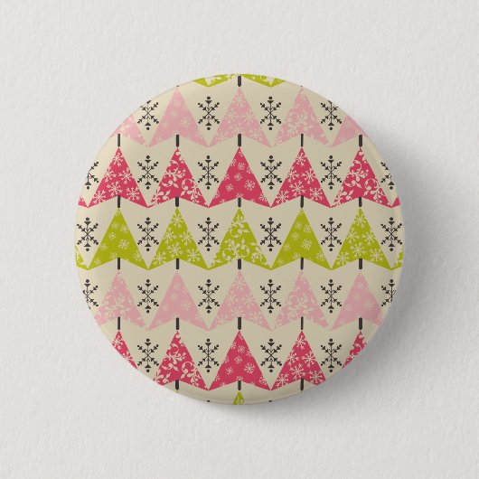 Rosa und grüne Weihnachtsbäume Button (Vorderseite)