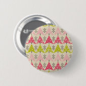 Rosa und grüne Weihnachtsbäume Button (Vorne & Hinten)
