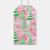Rosa und grüne Weihnachtsbäume Geschenkanhänger (Rückseite)