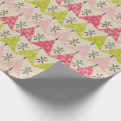 Rosa und grüne Weihnachtsbäume Geschenkpapier (Ecke)