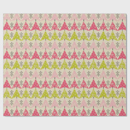 Rosa und grüne Weihnachtsbäume Geschenkpapier