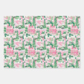 Rosa und grüne Weihnachtsbäume Geschenkpapier Set (Vorderseite 3)