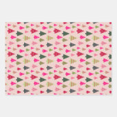 Rosa und grüne Weihnachtsbäume Geschenkpapier Set (Vorderseite 2)