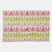 Rosa und grüne Weihnachtsbäume. Geschirrtuch (Horizontal)