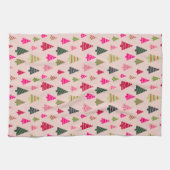 Rosa und grüne Weihnachtsbäume Geschirrtuch (Horizontal)