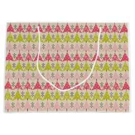 Rosa und grüne Weihnachtsbäume Große Geschenktüte