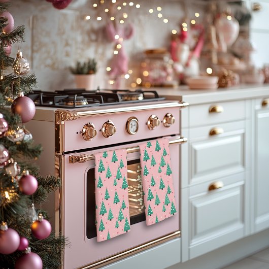 Rosa und grüne Weihnachtsbäume Küchentücher