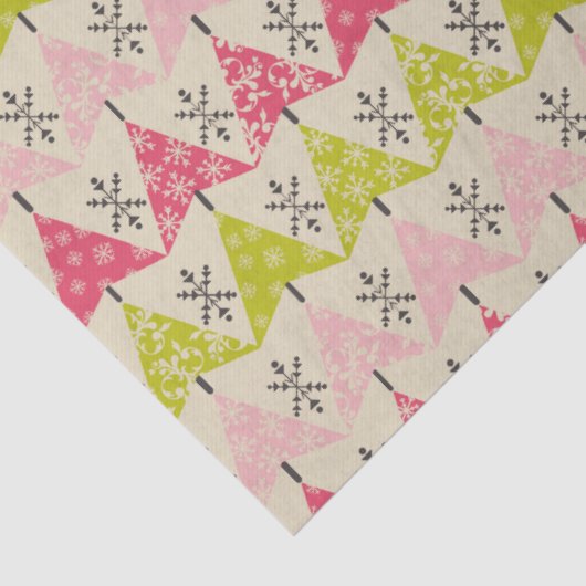 Rosa und grüne Weihnachtsbäume Seidenpapier (Detail)