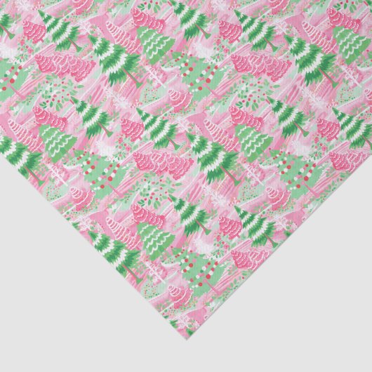 Rosa und grüne Weihnachtsbäume Seidenpapier (Ausschnitt)