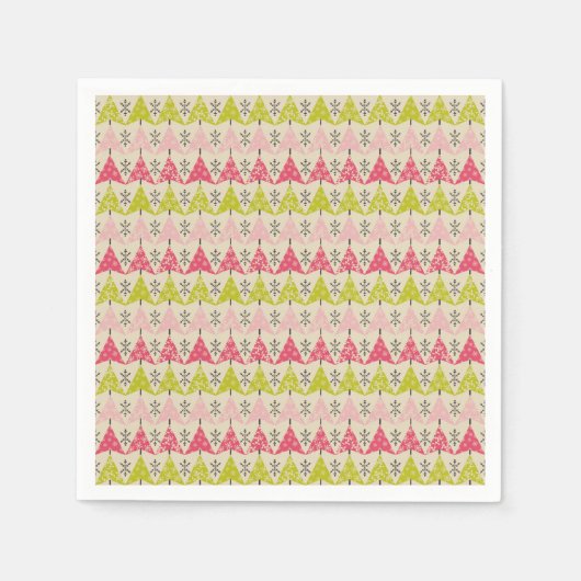 Rosa und grüne Weihnachtsbäume Serviette (Vorderseite)