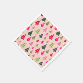 Rosa und grüne Weihnachtsbäume Serviette (Ecke)