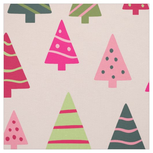 Rosa und grüne Weihnachtsbäume Stoff (Muster)