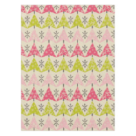 Rosa und grüne Weihnachtsbäume. Tischdecke