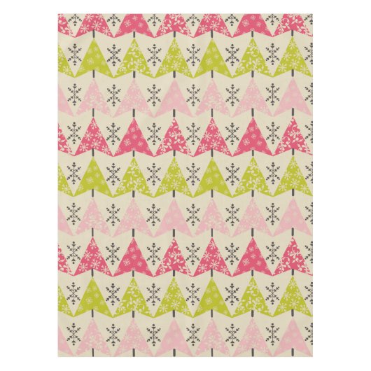 Rosa und grüne Weihnachtsbäume. Tischdecke (Vorderseite)
