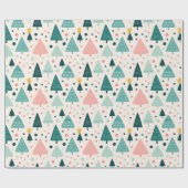 Rosa und grüne Weihnachtsbaummuster Geschenkpapier (Flach)